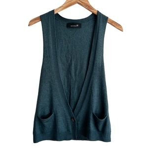 Isabel Marant Sz Small Cashmere Silk Sleeveless Cardigan Vest Green Quiet Luxury